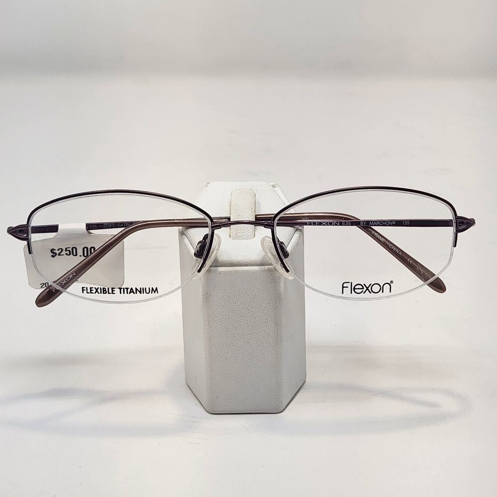 Flexon 635 Marchon Soft Satin Purple Titanium Eyeglasses Frames Oval Half Rim